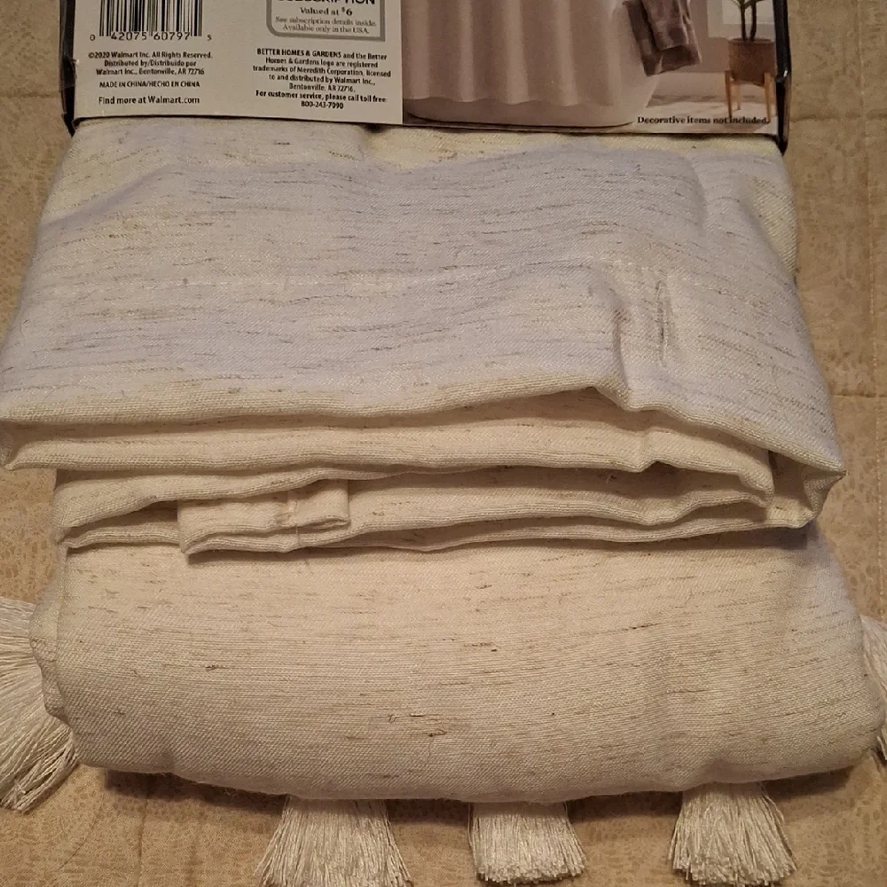 Better Homes And Gardens Cream Crochet Tassel Shower Curtain